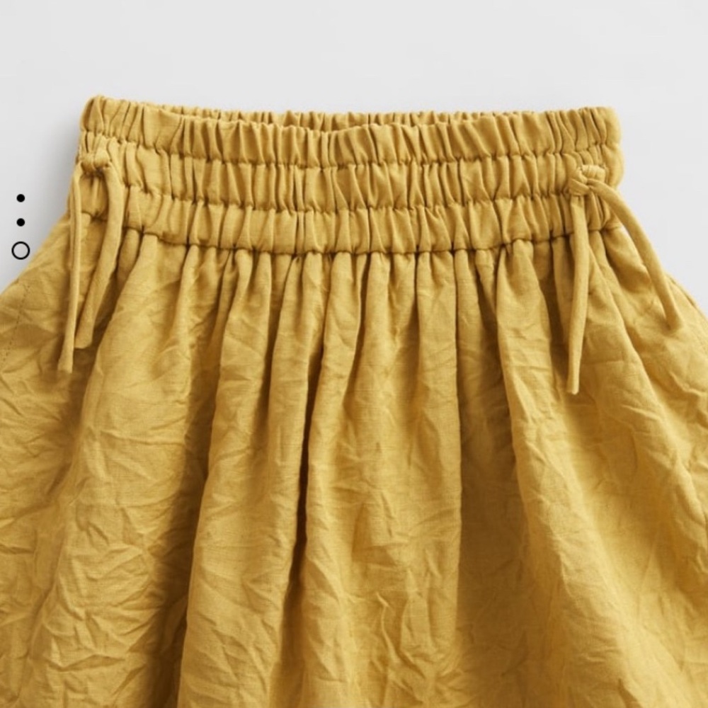 Zara Drawstring Elastic-Waist Wrinkle Fabric Midi Skirt in Mustard Yellow - Picture 3 of 6